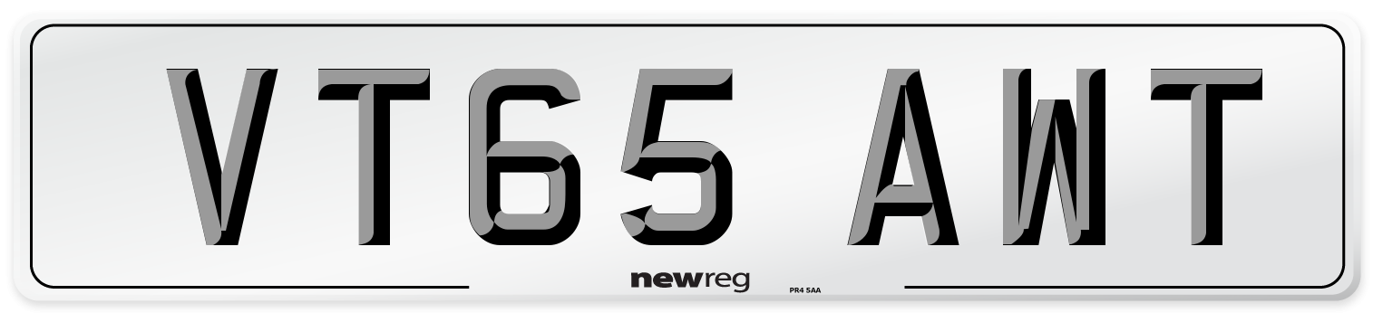 VT65 AWT Number Plate from New Reg